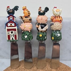 Vintage Boston Warehouse Farm Themed Stainless Steel Spreaders Set of 4, Cute